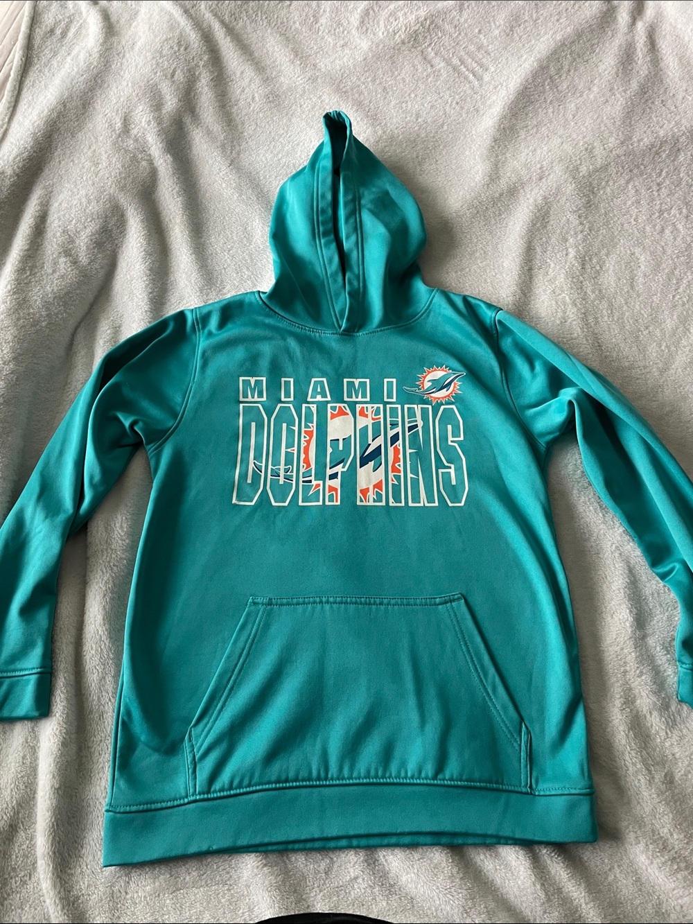 NFL Miami Dolphins Youth Teal Hoodie with Logo ** small blemish on back